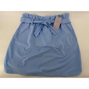 Willow Blossom Light Blue Paperbag Waist Mini Skirt with Belt Size‎ Medium NEW